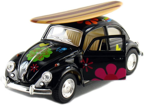 1967 5 Inch 1:32 (SetOf4 KiNSMART - Volkswagen Classic Beetle Scale Die Cast Metal Model Toy -Surfboards)