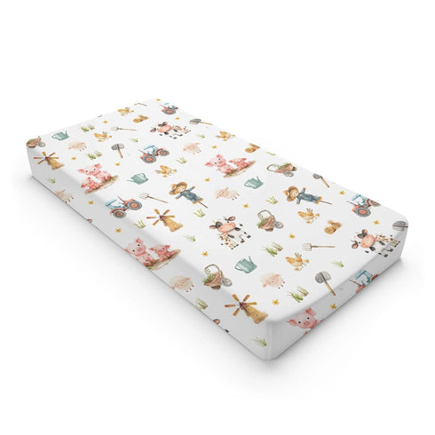 KuphiL10C Girls-16x32 Cartoon Farm Animals Cow Chicken Pigs Sheep Farm Life Tractor Baby Changing Pad Cover,Unisex Farm