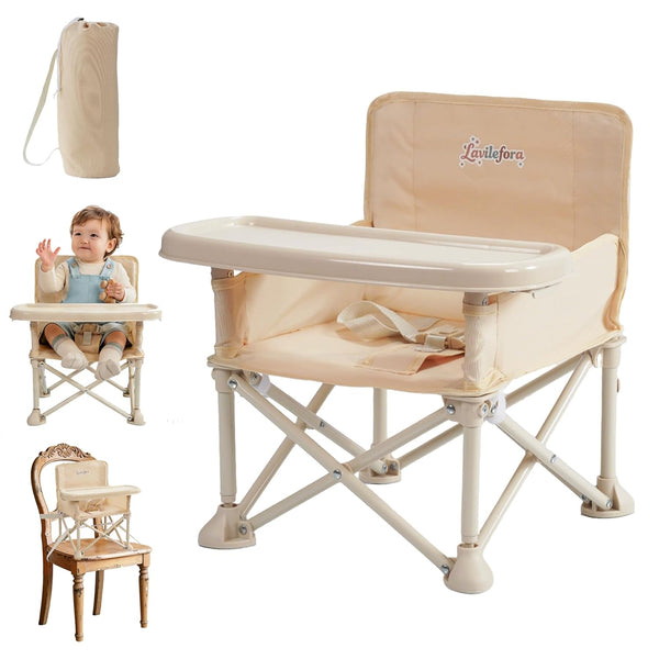 Lavilefora Portable Baby Chair,Portable 3-in-1 Baby Booster Seat with Tray,Folding Toddler High Chair