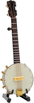 Dselvgvu (5.51"x1.97"x0.71") Wooden Miniature Banjo with Stand and Case Mini Musical Instrument Banjo Replica