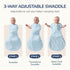 100% 3-6 3-Way Swaddles for Newborns, Safe Sleep Swaddle Sack with Mesh Design, Breathable Cotton Sleepsack