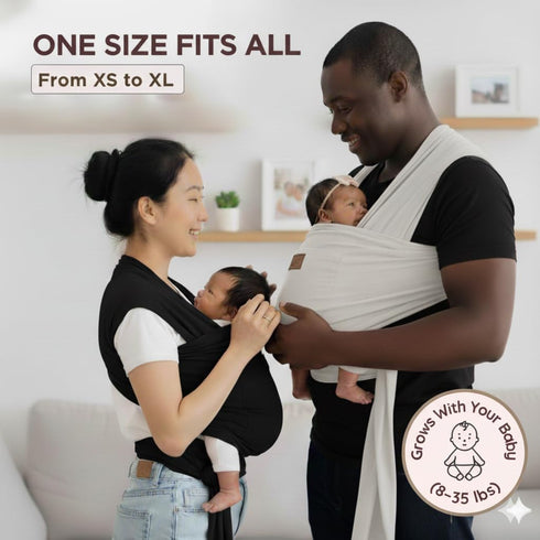 (8-35 lbs) Baby Wraps Carrier Newborn to Toddler Soft, Hands-Free & Stretchy Cotton Ergonomic, Breathable, Machine