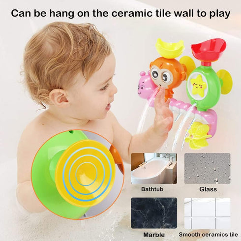 G-WACK Bath Toys for Toddlers Age 1-3, Durable Interactive Water Toys with Strong Suction Cups - Pink Monkey Caterpillar