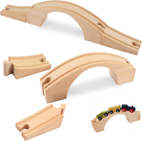 1 Pack Wood Train Track Expansion Wooden Train Track Accessories Bridge Connectors