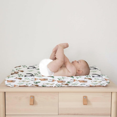 Woodland Animals Boho Leaves Changing Pad Cover, Soft Stretch Fitted Diaper Changing Mat Sheets for Boys Girls, 32" x