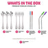 15 Pieces Toddler Kids Utensils Kids Silverware Set Stainless Steel, Safe Baby Utensils 3 Toddler Forks 3 Toddler Spoons 4 Reusable Metal Straws 4 Silicone Tips and Brush, Kid Utensils Flatware by HOMEFAVE
