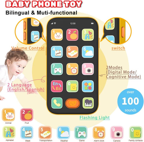 iKOIHO Set, 1-3, 1 6+ Baby Phone Baby Keys Toys Bilingual Play Phone and Toy Keys for Toddlers Musical Early Learning
