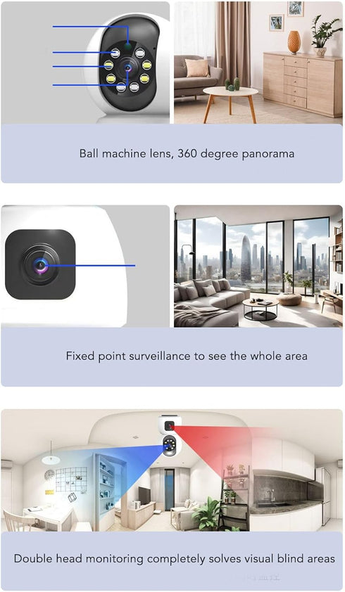RYGVPR 1080P 2 24 HD Dual Lens Security Camera Remote Connection Way Talk Baby Monitoring Outdoor Indoor Intercom