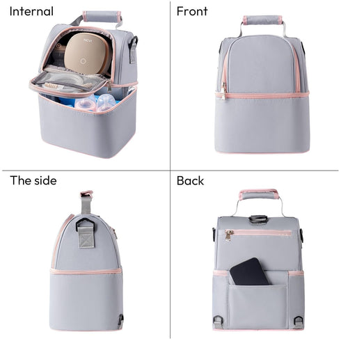 2 Pack, 6 NCVI Breastmilk Cooler Bag with Ice Breast Pump Bag with Cooler Fits Bottles, Double Layer Breast Milk Baby
