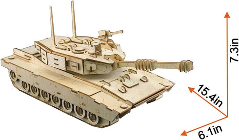 3D Wooden Puzzles Laser Engraving DIY Safe Assembly Constructor Kit Toy for Teens and Adults (Tank)