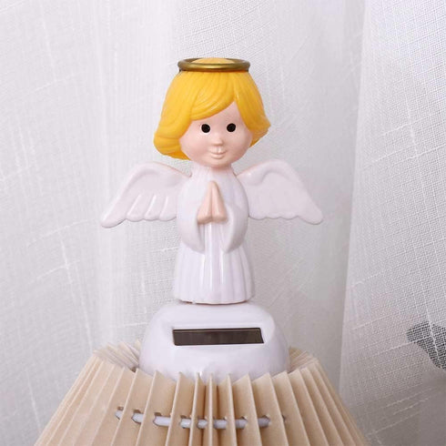 White Solar Powered Dancing Toys, Angel Figures for Car Decoration and Automotive Interior Accessories