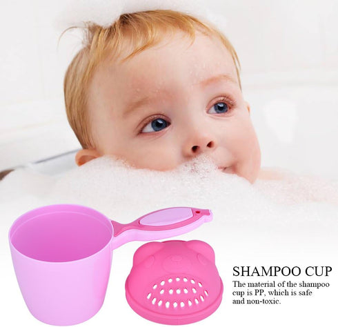 ViaGasaFamido Baby Shampoo Rinse Cup, Waterfall Spout Rinse Cup in Cute Bear Shape for Bathing