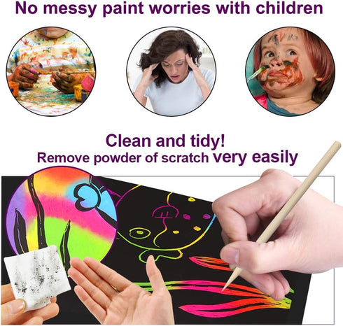 60 Set FUNNYB&G Rainbow Scratch Paper Art for Kids - Pcs Magic Rainbow Scratch Paper Off Scratch Easter Crafts Arts