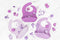 Silicone Baby Bibs for Infant Toddler Feeding, Muted Purple Multi Set Pack of 3, Waterproof and Soft