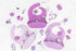 Silicone Baby Bibs for Infant Toddler Feeding, Muted Purple Multi Set Pack of 3, Waterproof and Soft
