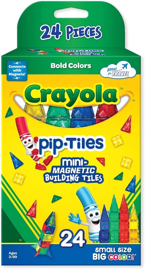 CreateOn Crayola Mini Magnetic PIP-Tiles, 24-Piece Building Set for Kids, Magnetic Toys for Ages 3+