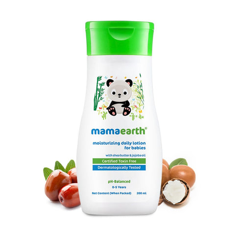 6.76 Oz (200ml) Mamaearth Daily Moisturizing Baby Body Lotion | Skin Nourishment with Shea Butter & Jojoba Oil | Gentle