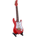Dselvgvu Wooden Miniature Electric Guitar with Stand, Dollhouse Model Birthday Present (Red)