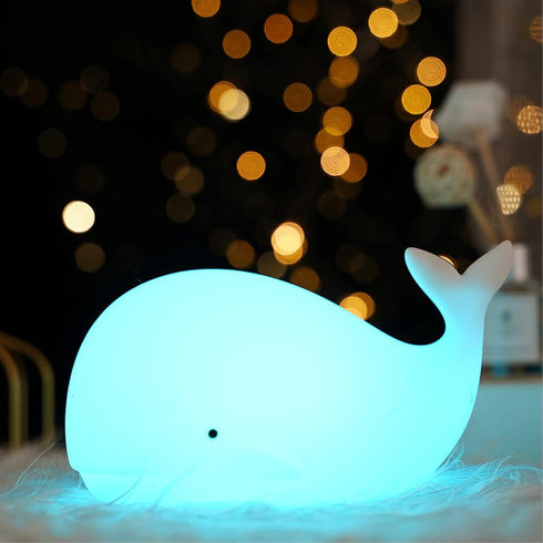 TriPro Under the Sea Nursery Decor Night Light, Soft Silicone Whale Lamp
