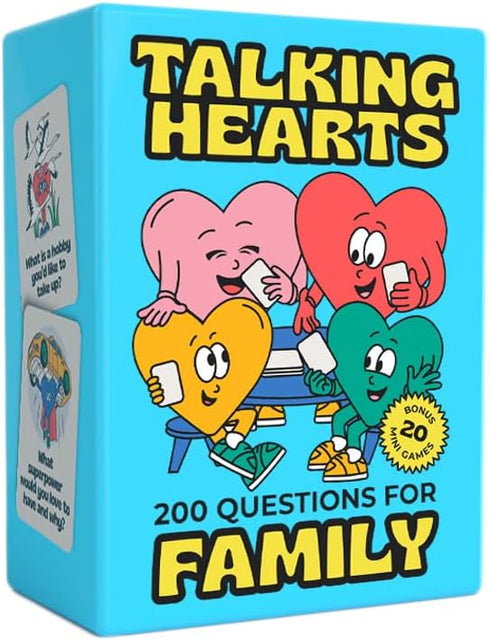 Talking Hearts Conversation Cards for Family, 200 Fun Questions and 20 Challenges for Dinnertime,