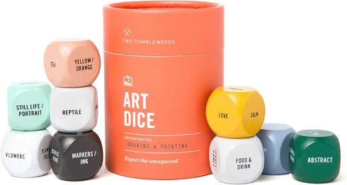 Two Tumbleweeds Art Dice - Drawing & Painting Game for Adults, Set of 9 Dice for Creative Inspiration and Classroom Use