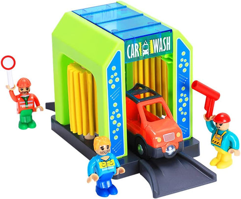 Wooden Train Accessories Car Washer - Compatible with All Major Brands of Train Set System for Kids 3+