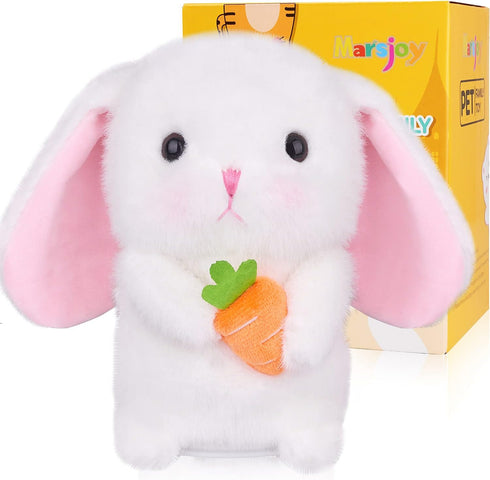 Marsjoy Easter Bunny Talking Robot, 6.3" Interactive Plush Toy, Repeats Words, Dances, and Shakes for Kids