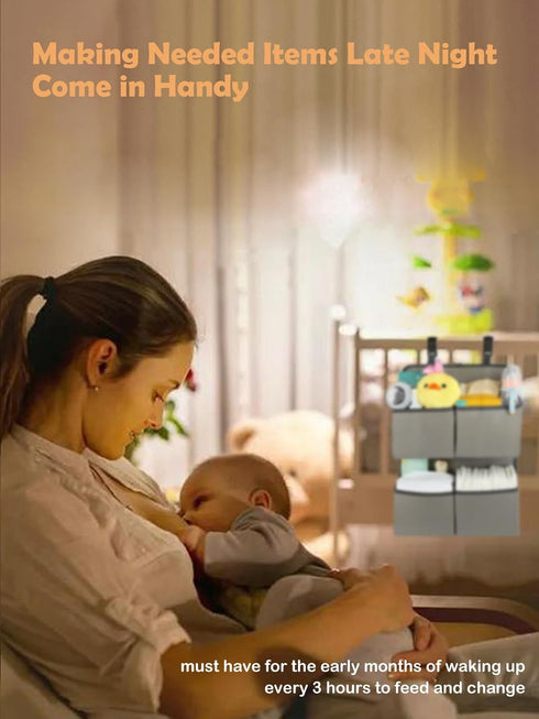 80+ 4 Pockets-H19in L15 Hanging Diaper Organizer for Crib/Playpen/Bassinet Hold Diapers - Deep x in Changing Table