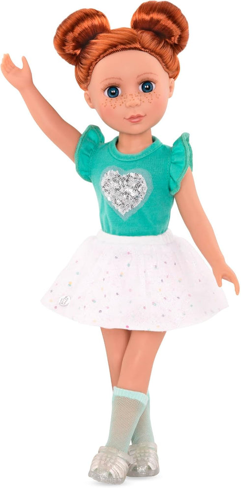 Glitter Girls 14-Inch Doll Clothes, Sparkling with Style Glittery Top and Skirt Outfit, Green White