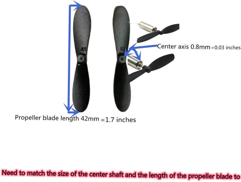 skrnrhrery 0.8MM length42MM (42mm) mini Propeller, Suitable for RC Aircraft Special Nylon Props Central axis Blade