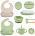 Silicone Baby Feeding Set 6+ Months, Baby Led Weaning Utensils with Suction Bowl, Plate, Spoon, Fork, Snack Cup