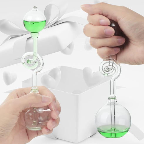 Office Thinking Hand Boiler, Glass Science Energy Transfer Experiment Thermometer Spiral Glass Toy Gifts (Green)