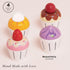 (TV331) Le Toy Van - Adorable Honeybake Petit Four Cupcakes | Childrens Wooden Food Pretend Toy Cakes | Birthday Cake
