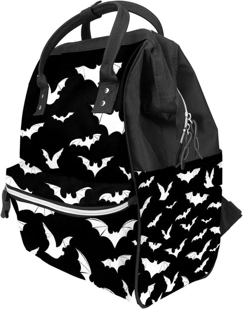 Backpack Backpacks Black And White Goth Bats Diaper Bag Travel Large Capacity Multi-Function Zipper Casual Travel
