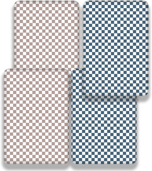 FIGEPO 4 Pack Checkered Crib Sheets Neutral Breathable Fitted Baby Sheets Nursery Sheets for Baby Boys or Girls (Crib