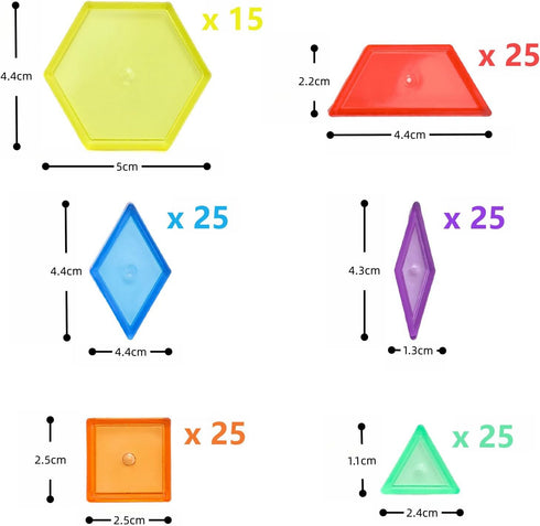 140 Pcs Translucent Pattern Blocks, Educational Light Table Manipulatives for Fun Geometric Shapes