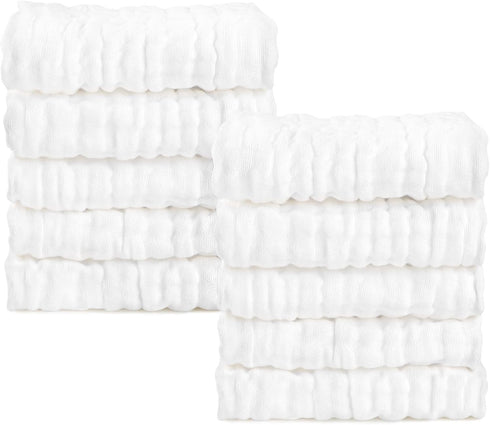 AIDEA Baby Washcloths and Burp Cloths, Absorbent Cotton Muslin Baby Towels, Large