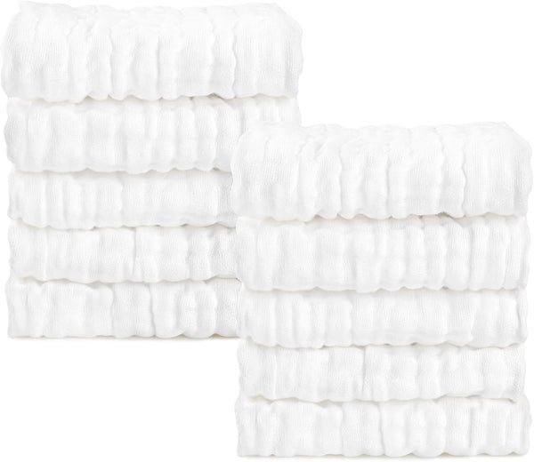 AIDEA Baby Washcloths and Burp Cloths, Absorbent Cotton Muslin Baby Towels, Large