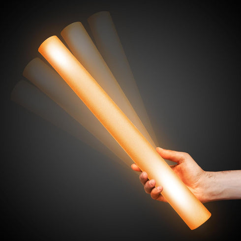 Fun Central LED Foam Sticks - 12 Pack, 16-Inch, 3 Light-Up Modes for Mardi Gras & St Patricks Day (Orange)