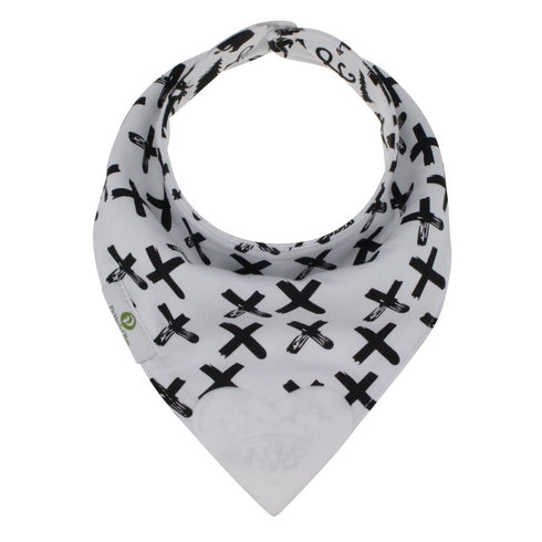 Pickle & Olive Reversible Baby Teething Bibs, Attached Heart Shaped Teether, Monochrome, Set of 2