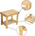 KKTONER Bamboo Step Stool with Storage Shower Bench with Shelf Foot Stool for Bathroom Living Room Bedroom Natural