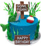 DiDida Fishing Cake Topper Gone fishing Cake with Bass Reed Happy Birthday Sign