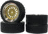 4PCS 65mm RC Rally Car Rubber Tires and Plastic Plating Wheel Rims Set for 1/10 RC On-Road Racing Car (Gold Silver)