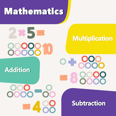 Counting 3 4 5 Silicone Montessori Number Puzzle Toys for Toddlers, & Shape Sorting Educational Toy for Year Old Boys