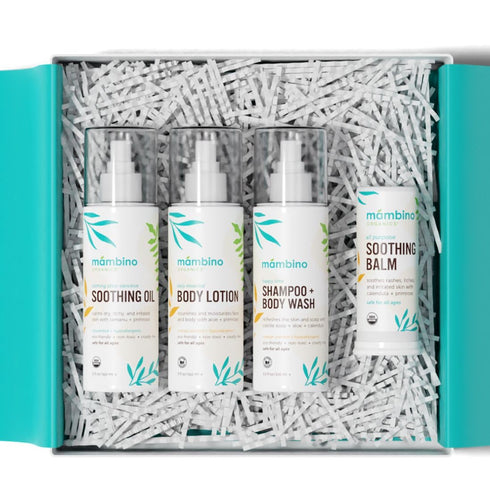 Set 4pc Set, Set Mambino Organics Baby Arrival Essential Care Gift - Organic Baby Care Kit, Vegan & Cruelty-Free Ideal