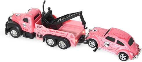 Set 2PCS,City 3-5 4-7 8-12 1:64 Mini Rc Truck,Tow Trucks Toy with Mini Metal Car Service Vehicle Remote Control Tow