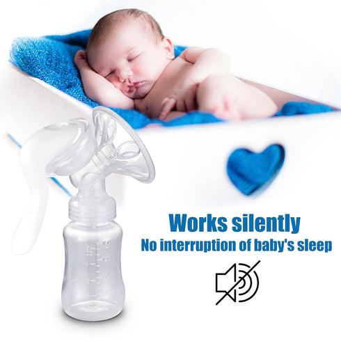 Elfzone Manual Breast Pump - Adjustable Suction Silicone Hand Pump Breastfeeding, Small Portable Manual Breast Milk