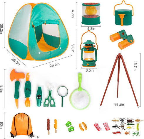 Kids Camping Set with Tent - Meland Toddler Toys for Boys, Campfire, Indoor Outdoor Pretend Play (Green)