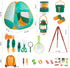 Kids Camping Set with Tent - Meland Toddler Toys for Boys, Campfire, Indoor Outdoor Pretend Play (Green)