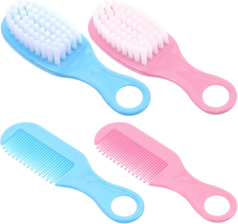 BESPORTBLE Brush and Comb Set for Newborns, Soft Nylon Bristles Hairbrush with